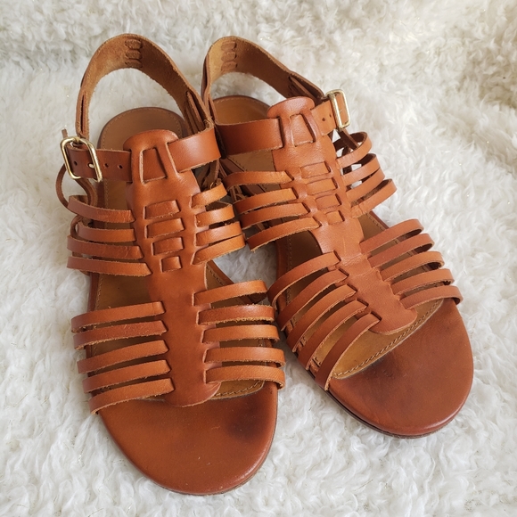 J. Crew Shoes - J. Crew Brown Leather Strappy Sandals Size 7